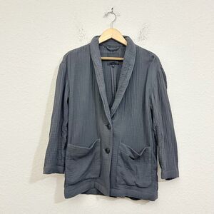 MADEWELL Lightspun Dorset Blazer Jacket Charcoal Seersucker Cotton